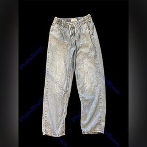 WE THE FREE size S elastic waist, rope tie bleach washed jeans EUC Free …